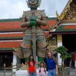 Wat Prakaew is protected by statues of giants known as "Yuk." I had to get this picture because somewhere in my parents home in Tampa there's a picture of my brother and I when I was nine and Anek was about 6 (close to Jeliya's current age), standing beneath a yuk at this same location.