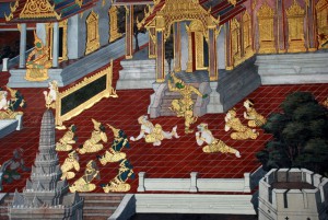 Wat Prakaew has some truly beautiful murals retelling Buddhist tales. They are impressively vivid.
